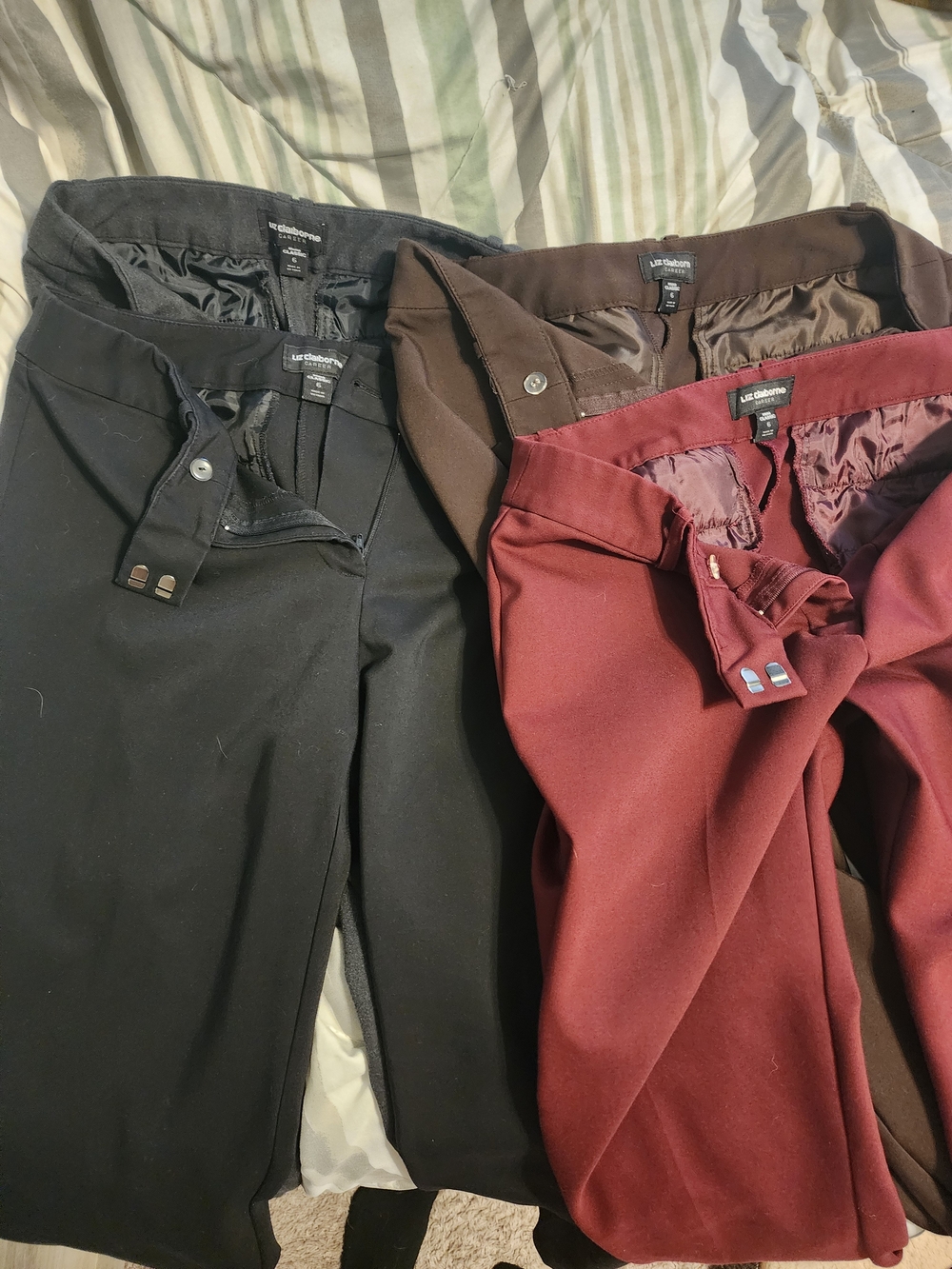 Liz Claiborne Women's Dress Pants in Grey, Black, Brown & Burgandy
